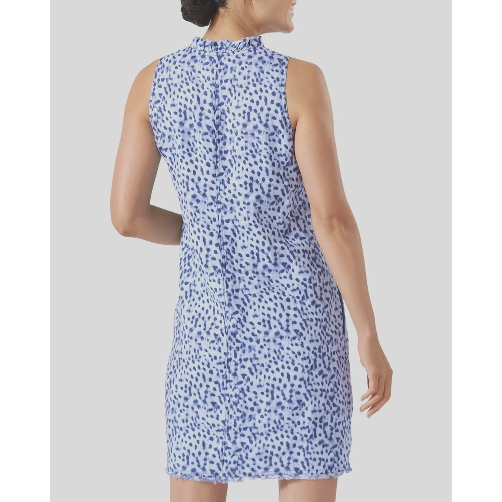 Tommy Bahama Lagoon Leopard Linen Dress Size Medium Blue Pockets Beach Vacation - Picture 7 of 12